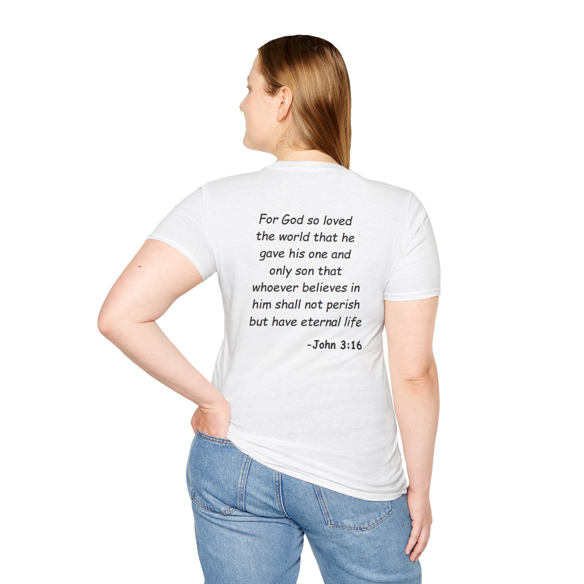 Faith-Inspired Unisex Softstyle T-Shirt - John 3:16 Design