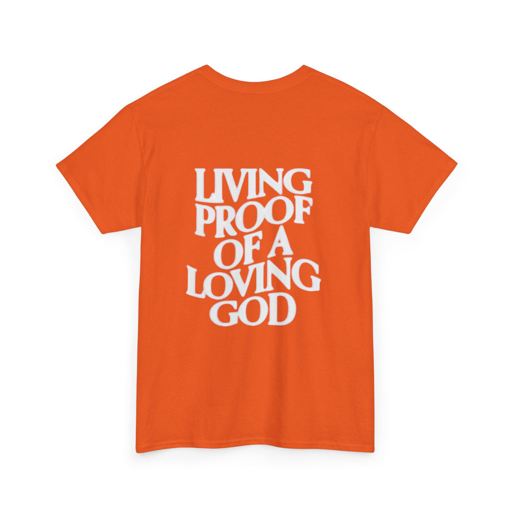 Unisex Heavy Cotton Tee - 'Living Proof of a Loving God' Inspirational Shirt